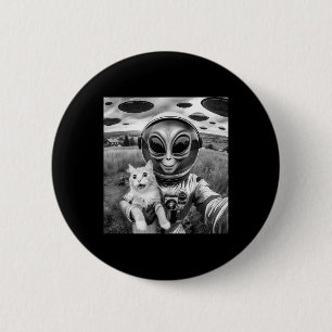 Cat Ufo Selfie Cat Alien Abduction Funny Cat Gesch Button