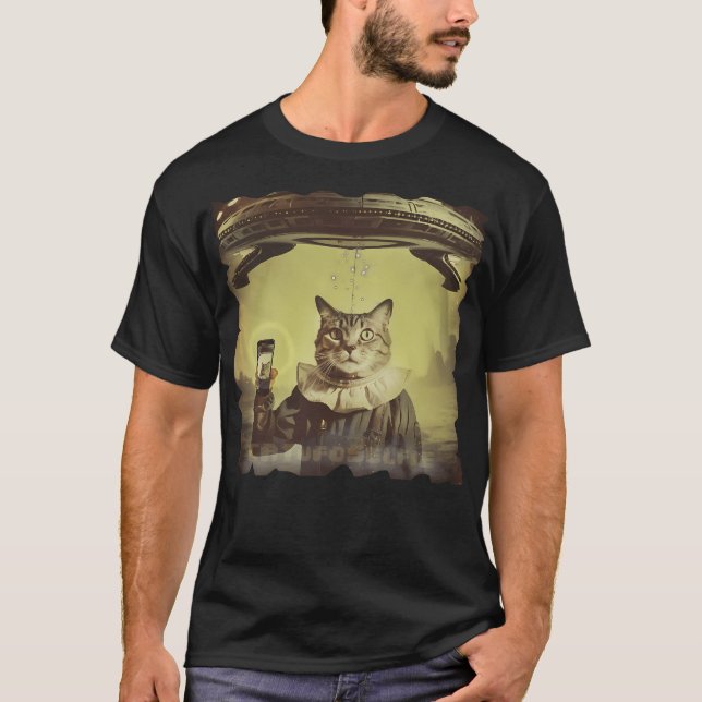 Cat Ufo Selfie Invasion T-Shirt (Vorderseite)