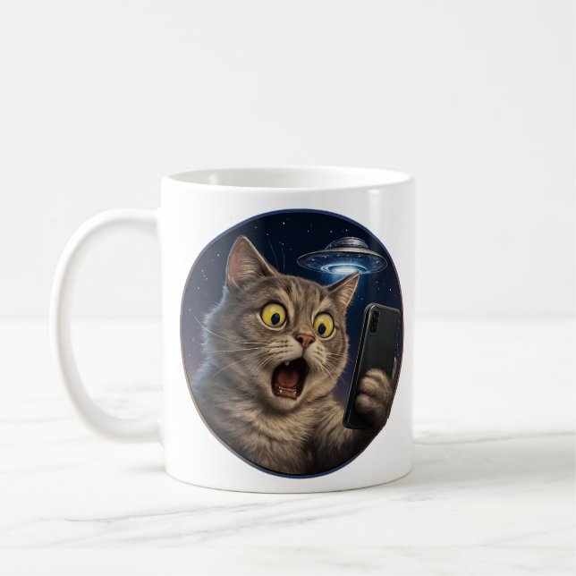 Cat UFO Selfie Kaffeetasse (Links)