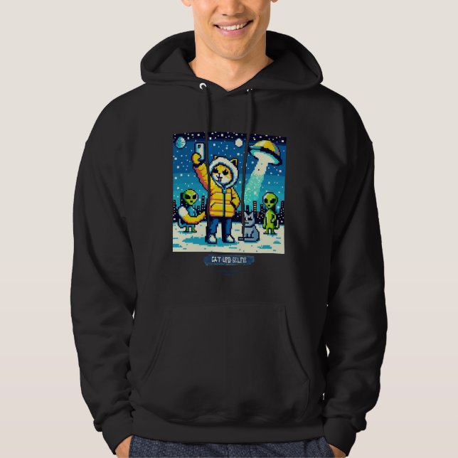 Cat UFO Selfie: Pixel Art #19 Hoodie (Vorderseite)
