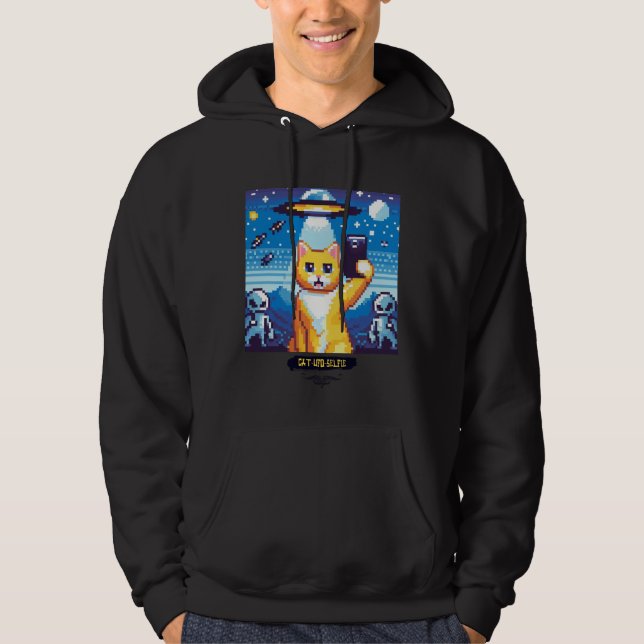Cat UFO Selfie: Pixel Art #1 Hoodie (Vorderseite)
