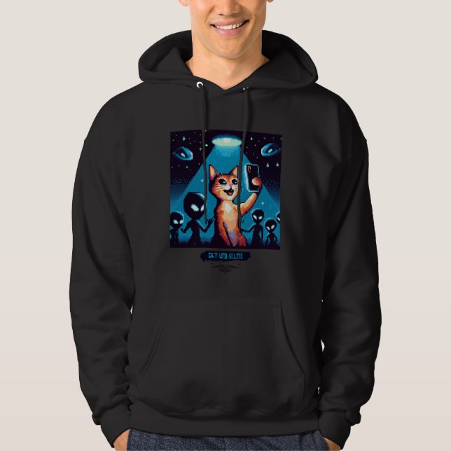 Cat UFO Selfie: Pixel Art #5 Hoodie (Vorderseite)