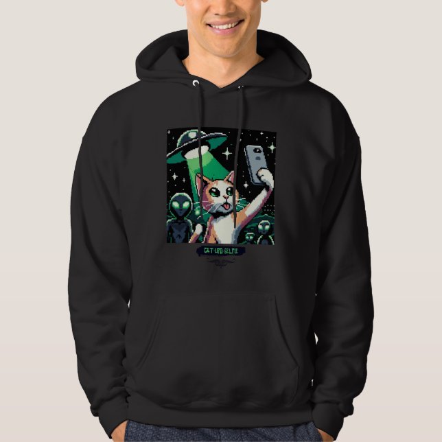 Cat UFO Selfie: Pixel Art #8 Hoodie (Vorderseite)