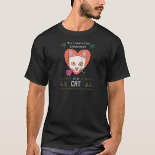 Cat Ugly Christmas Sweater Cat Liebe Heart Ugly Sw T-Shirt