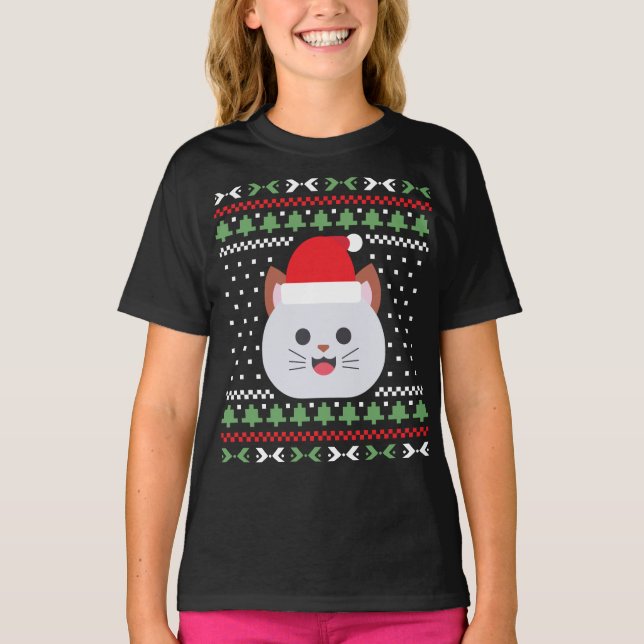 Cat Ugly Christmas Sweater T-Shirt (Vorderseite)