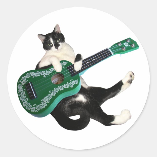 Cat Ukulele Sticker (Vorderseite)