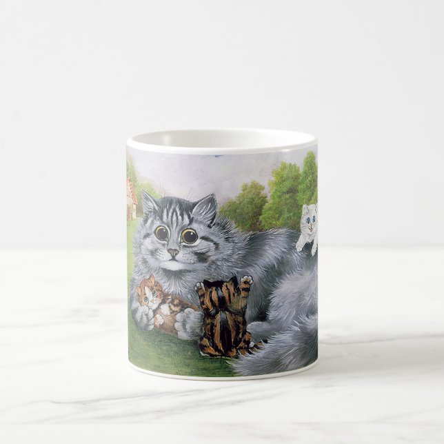 Cat und ihre Kittens, Louis Wain Kaffeetasse (Mittel)