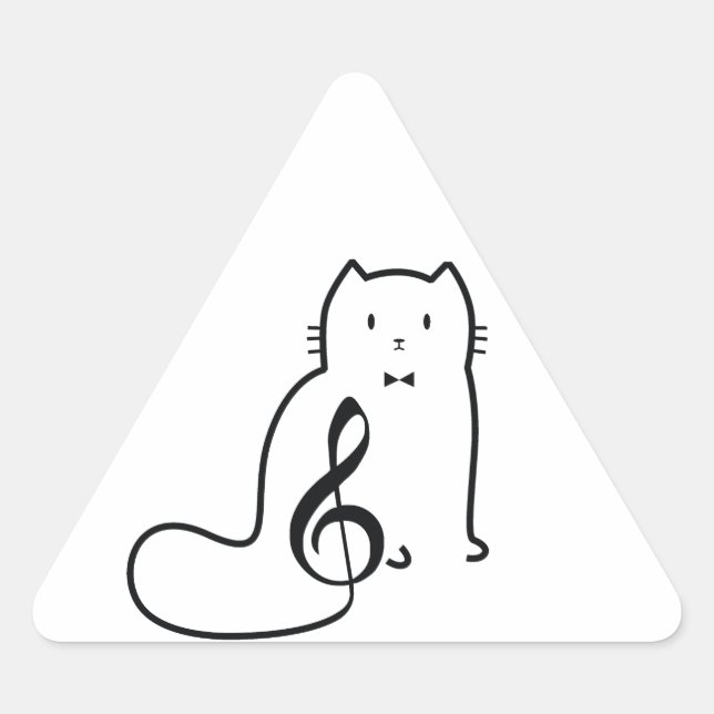 CAT UND MUSIKNOTE DREIECKIGER AUFKLEBER (Vorderseite)