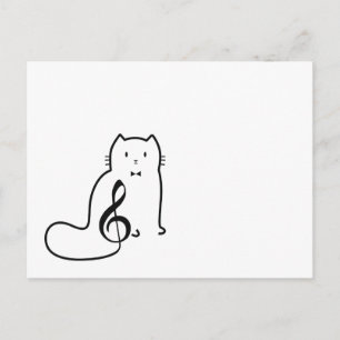 CAT UND MUSIKNOTE POSTKARTE