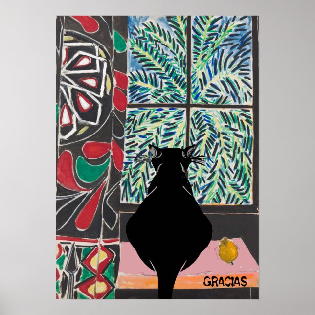 Cat Under Window, Gracias, bearbeiten Text Poster (Vorne)