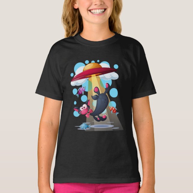 Cat underwater UFO lady Shirt (Vorderseite)
