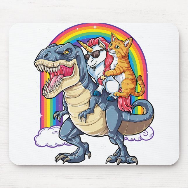 Cat Unicorn Dinosaur T rex Kitten Liebhaber Mousepad (Vorne)