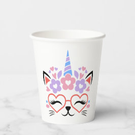 Cat Unicorn Pink Lila Blue Niedlich Fun Party Pappbecher
