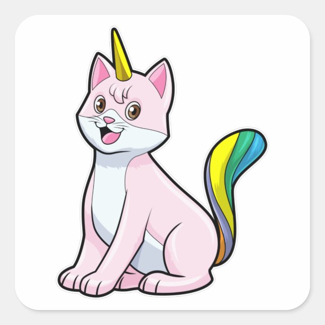 Cat Unicorn Quadratischer Aufkleber (Vorderseite)