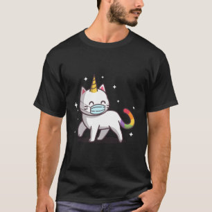 Cat Unicorn Rainbow Face Maske Funny Cat Meowgical T-Shirt