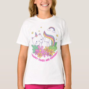 Cat Unicorn Regenbogen glückliche Zeiten kommen T-Shirt