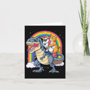 Cat Unicorn Riding Dinosaur T Rex Kitten Lover Wel Karte