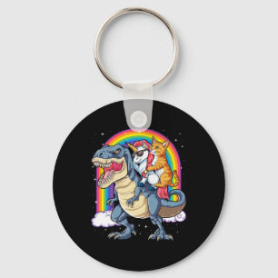 Cat Unicorn Riding Dinosaur T Rex Kitten Lover Wel Schlüsselanhänger
