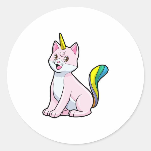 Cat Unicorn Runder Aufkleber (Vorderseite)