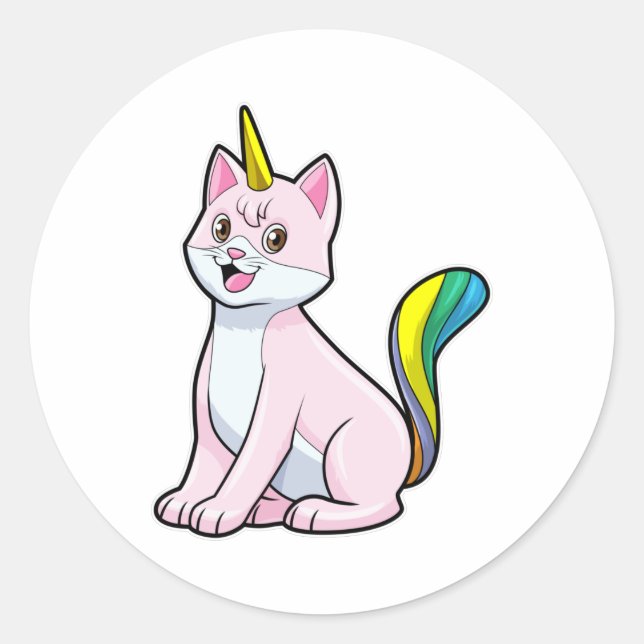 Cat Unicorn Runder Aufkleber (Vorderseite)