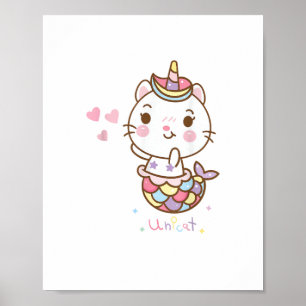 Cat Unicorn Shirt - Unicat Mermaid Cat Ich glaube, Poster