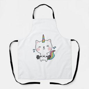 Cat Unicorn T Shirt Workout Gym Rainbow Caticorn C Schürze