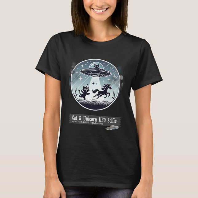 Cat & Unicorn UFO Selfie: Alien Ship (Frau) #10 T-Shirt (Vorderseite)