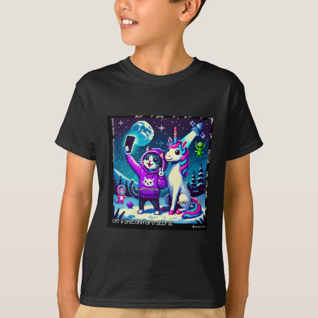 Cat & Unicorn UFO Selfie: Big Meeting #01 T-Shirt (Vorderseite)