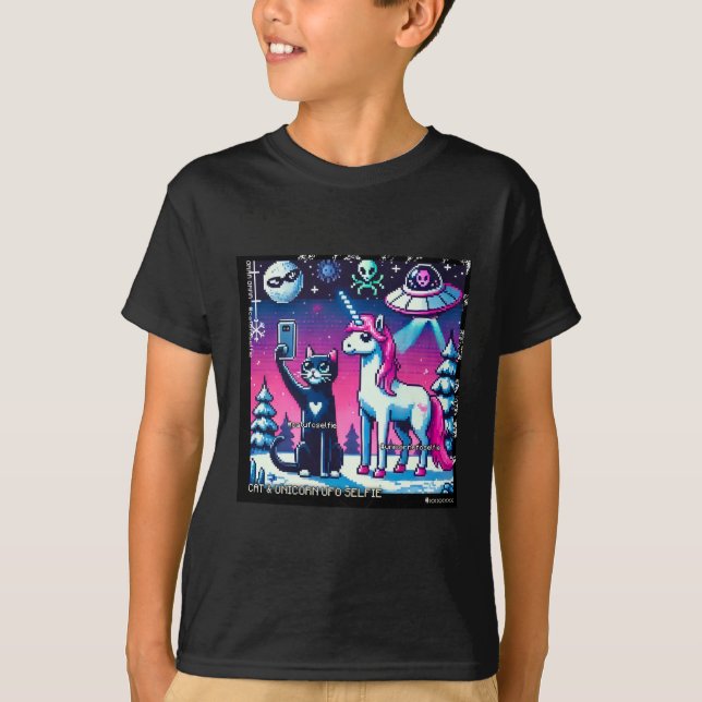 Cat & Unicorn UFO Selfie: Big Meeting #02 T-Shirt (Vorderseite)