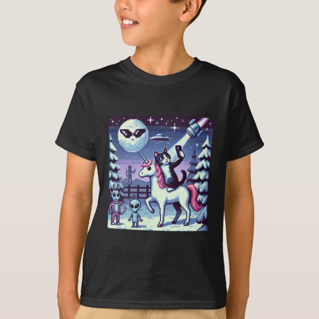 Cat & Unicorn UFO Selfie: Big Meeting #04 T-Shirt (Vorderseite)