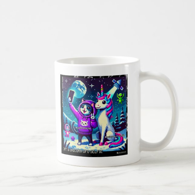 Cat & Unicorn UFO Selfie: Big Meeting Mug Kaffeetasse (Rechts)
