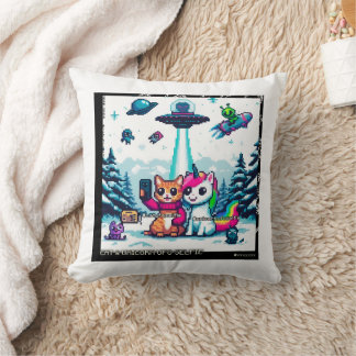Cat & Unicorn UFO Selfie: Big Meeting Pillow #1 Kissen
