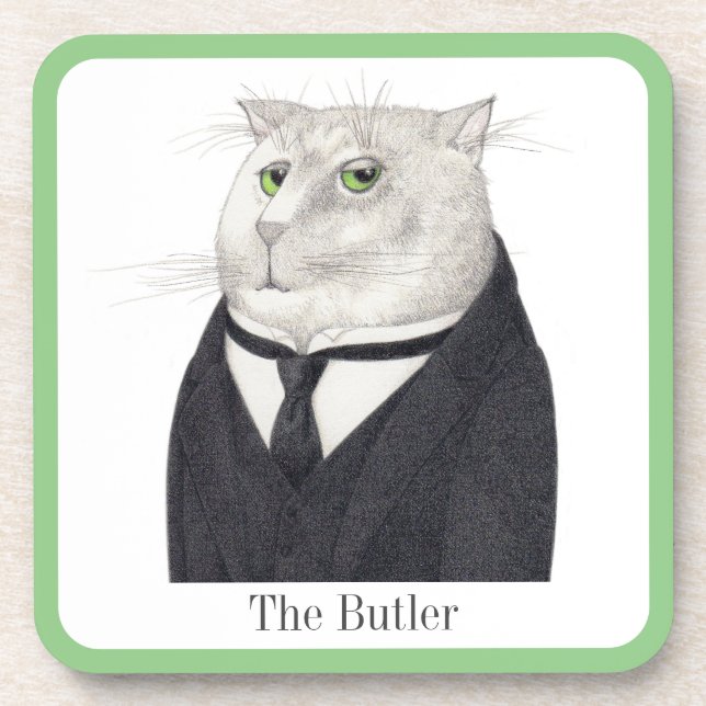 CAT-Untersetzer BUTLER + Text Getränkeuntersetzer (Vorderseite)