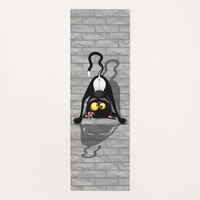 Cat Upside Down Funny Cartoon Charakter Yogamatte (Vorderseite)