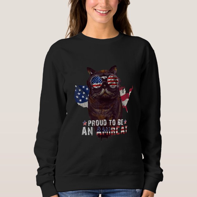 Cat US Flag Sonnenbrille ist stolz auf einen Ameri Sweatshirt (Vorderseite)