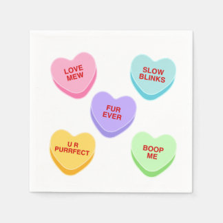 Cat Valentine Candy Hearts Paper Napkin Serviette