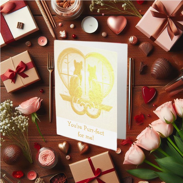 Cat Valentine's schöne Folienkarte (Cat lover Valentine's foil card.)