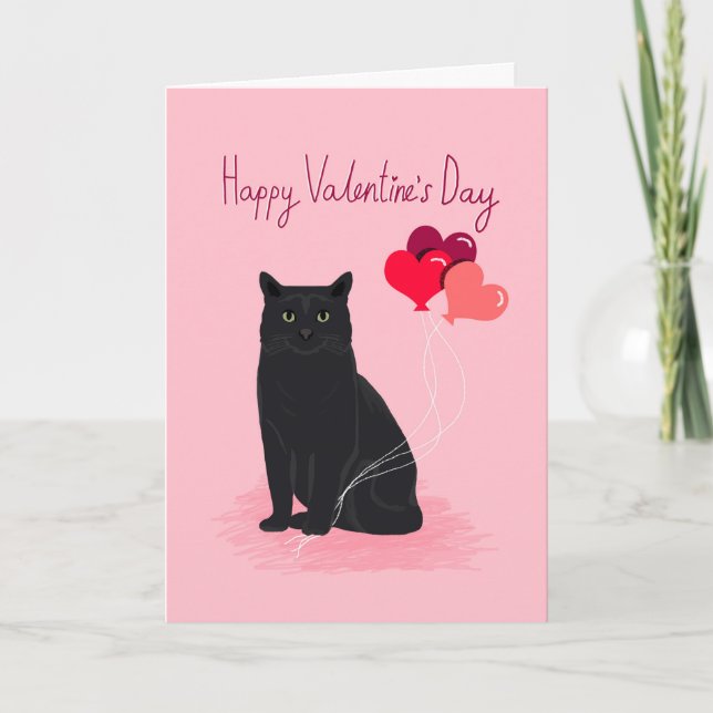 Cat Valentinstag Card - niedliche Katze Feiertagskarte (Vorderseite)