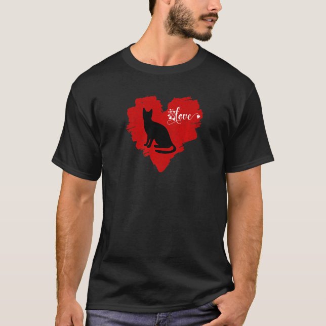 Cat Valentinstag Herz für Frauenfamilien Matching T-Shirt (Vorderseite)