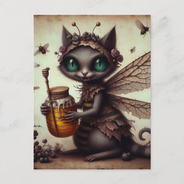 Cat Vampire Bee Fairy Postkarte (Vorderseite)