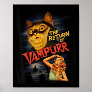 Cat Vampire Clic Horror Movie Funny Graphic Shirt Poster