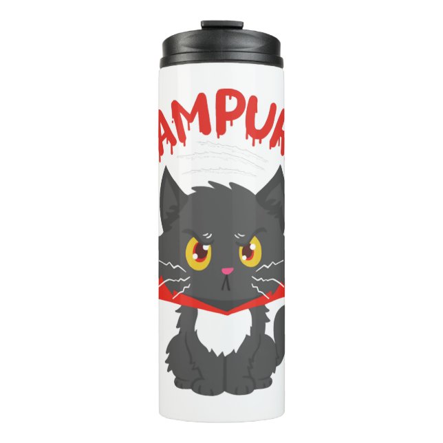 Cat Vampire Halloween Thermosbecher (Vorderseite)