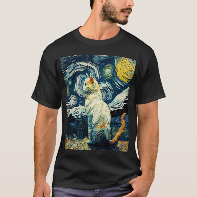 Cat van Gogh - Cat Art Lover T-Shirt (Vorderseite)