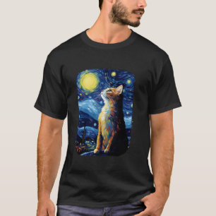 Cat Van Gogh Starry Night Style Art Niedlich Cat P T-Shirt