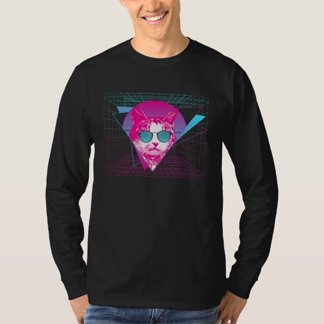 Cat Vaporwave Cat Sunglasses Esthetic Kitten Retro T-Shirt (Vorderseite)