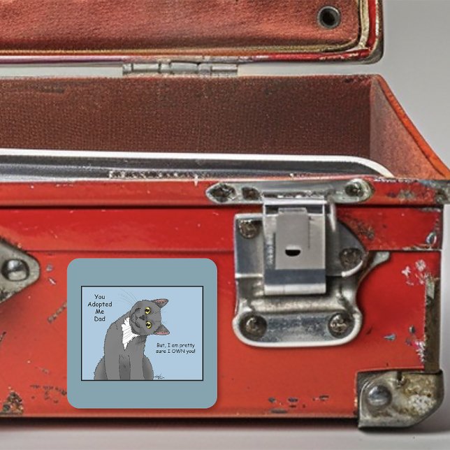 Cat Vater Adoption Vatertag Quadratischer Aufkleber (Von Creator hochgeladen)