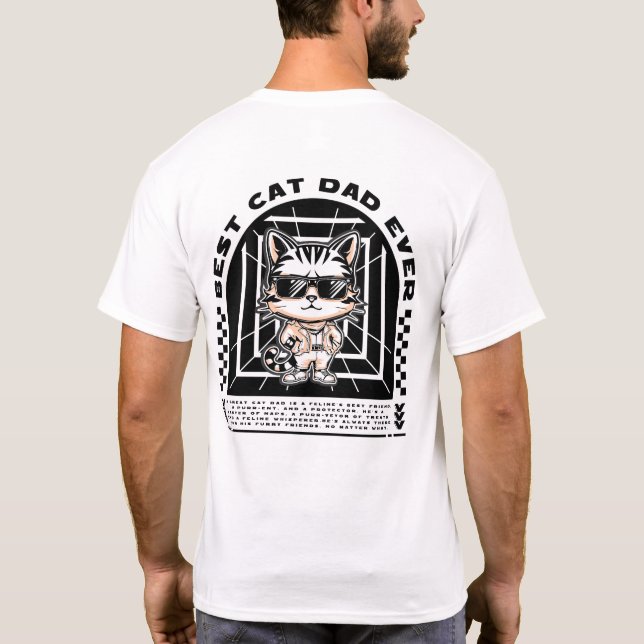 Cat Vater Cooler Schwarzer Text T-Shirt (Rückseite)
