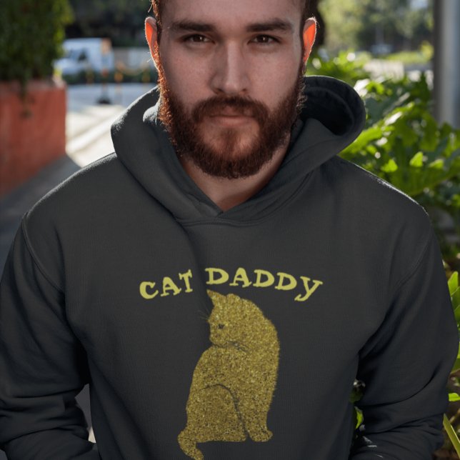 CAT VATER DADDY GOLD GLITZER BLACK T - SHIRT HOODI (Von Creator hochgeladen)