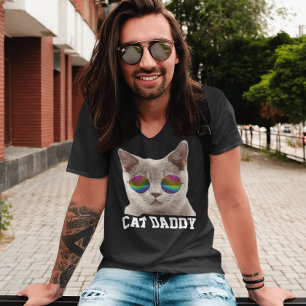 CAT VATER DADDY SUNGLASSEN COOLE MENS T - SHIRT