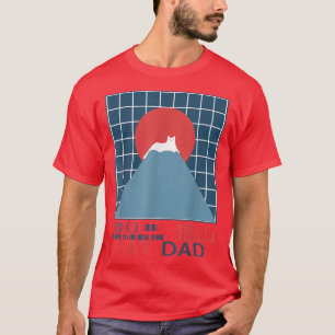Cat Vater Funny Snow Cat auf einem Berg Japane T-Shirt